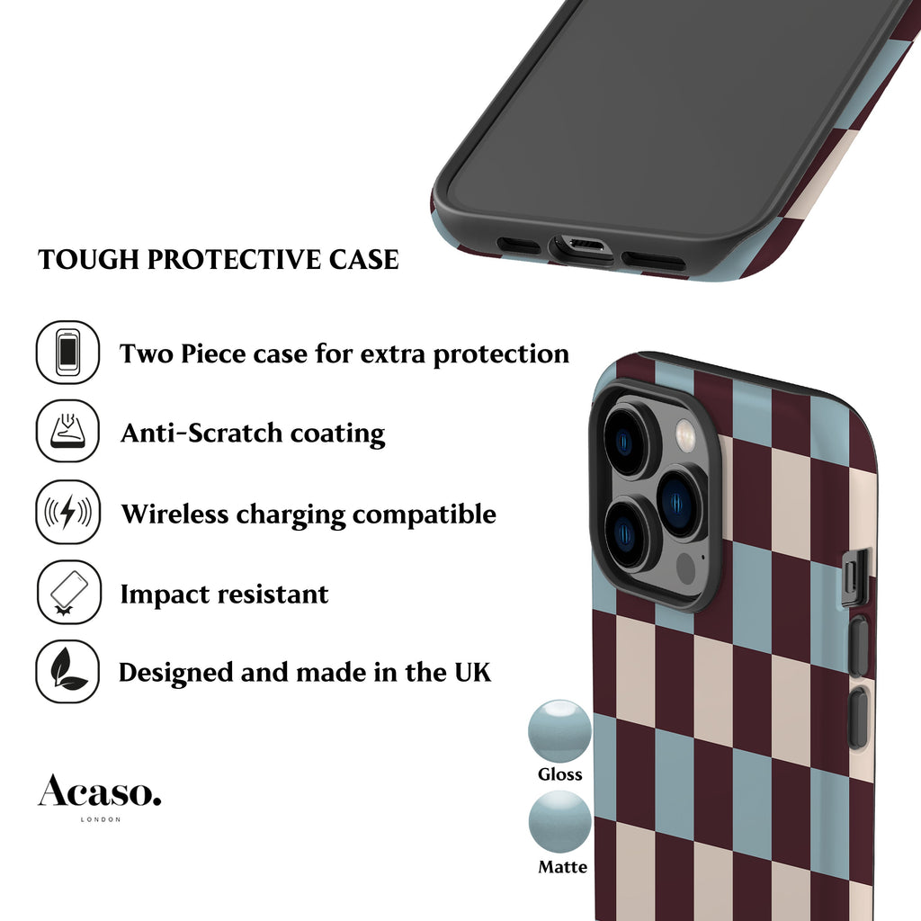 Winter Blue Checkers Phone Case