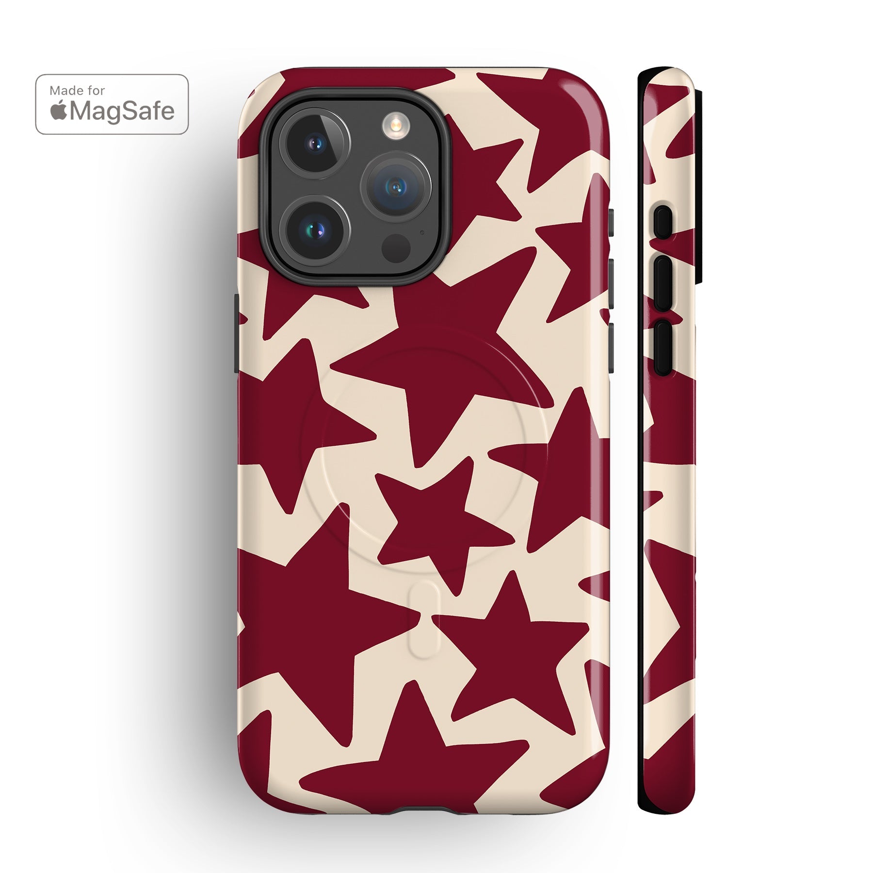 Burgundy Stars MagSafe iPhone Case
